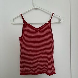Silk Red Striped Women's Top